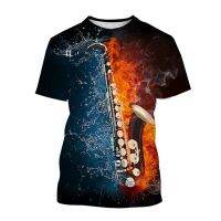 Jazz Musical Instrument Saxophone T-shirt Summer Mens Casual Music Art Short Sleeve Tee Hip Hop Personality haruku Print Tops