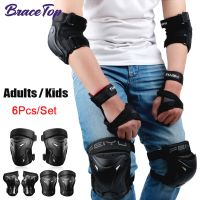 BraceTop 6Pcs/Set Knee Pads Elbow Pad Wrist Guards Protective Gear Set for Kid/Adult Skateboarding Roller Skating Cycling Biking