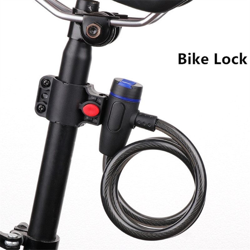 Cable Bike Lock Bicycle Anti-Theft Steel /// Spiral Chain Security 2 Keys 