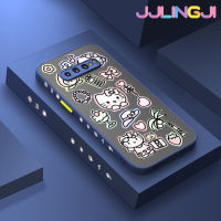 Jjlingji เคสปลอกสำหรับ Samsung Galaxy S10 4G S10 Plus S10 Lite แฟชั่นบางน่ารักมีน้ำค้างแข็งโปร่งใสแข็งขอบสี่เหลี่ยมรูปแบบเคสกันกระแทกปลอกซิลิโคนป้องกันคลุมทั้งหมด Softcase