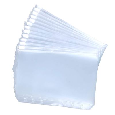○▤♈ 10PCS Binder Pockets A5 Size Binder Zipper Folders For 6-Ring Notebook Binder Waterproof PVC Pouch Document Filing Bags