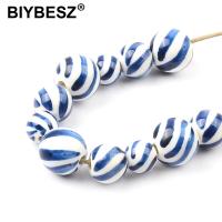 Painting Diagonal stripes (10 Pieces/Lot) 8MM 10MM 12MM Ceramic Beads Porcelain Diy Hand Made Beads Jewelry Making DIY accessories and others