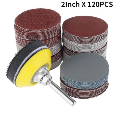 120Pcs 50mm Sandpaper Assortment 60-3000 Grit Sanding Disc Pad Set 2Inch For Drill Grinder Rotary Tools With Disk Pole Cushion