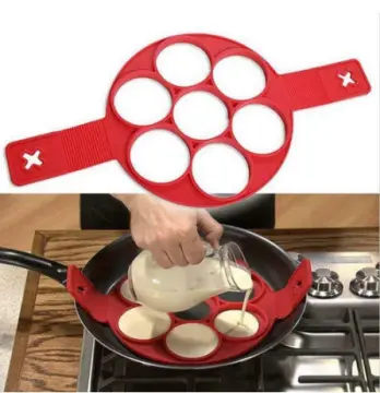 Pancake Making Mold Fried Egg Mold Reusable Silicone Pancake Maker with 7  Cavity Round Baking Omelet