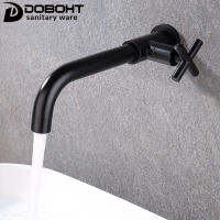 ก๊อกน้ำสำหรับอ่างล้างหน้าสแตนเลสติดผนังสีดำ Dobht 360องศา CT109SS-BL