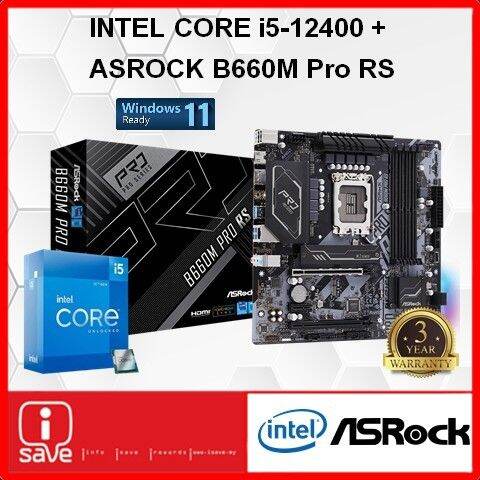 ASROCK B660M PRO RS B660 LGA1700 Motherboard + Intel 12TH GEN CORE I3 ...