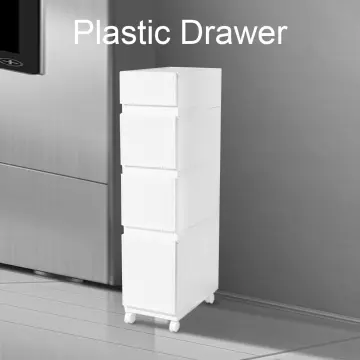 Locaupin Multipurpose Home 4 Tier Narrow Space Plastic Storage Box Drawer  Storage Cabinets Furnture Organization Storage