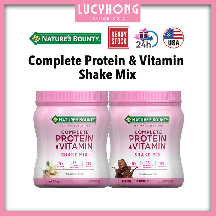 Nature's Bounty Complete Protein & Vitamin Shake Mix with Collagen & Fiber, Contains Vitamin C