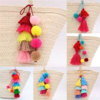 [HOT HUIQKKJKUIO 556] 1Pc Bohemian Handmade กระเป๋าจี้ผู้หญิงอุปกรณ์เสริม Charm Pompom พวงกุญแจ Multicolor พร้อมพู่ของขวัญสำหรับ Summer