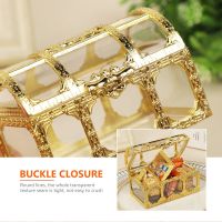 Mini Gold/Silver Transparent Jewelry Storage Box Clear Candy Pirate Storage Organizer Vintage Trinket Keepsake Treasure Chest Storage Boxes