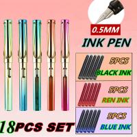 Cheap 18pcs Color 0.5mm Fountain Ink Pen 2023 Stationery School Supplies Free Shipping Kids Professional Writing Calligraphy Pen  Pens