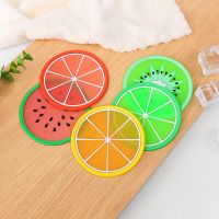 【CW】 Silicone tea coaster creative fruit soft plastic bowl mat round placemat coffee slip insulation pad