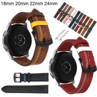 ⊙✠☁ 18mm 20mm 22mm 24mm Genuine Leather Watch Band Thread Quick Release Replacement Watch Strap Black Pin Buckle Bracelet Belt