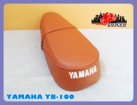 YAMAHA YB100 DOUBLE SEAT COMPLETE "BROWN" with "RED" STITCHING // เบาะ เบาะรถมอเตอร์ไซค์  สีน้ำตาล ผ้าเรียบ ด้ายแดง สินค้าคุณภาพดี