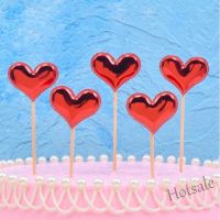 【Ready Stock】 ♦ E05 PACK of 5 PCS Cake Topper Heart Cake Insert Cup Cake Decoration Birthday Party Decoration