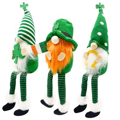 St.Patricks Day Gnome Plush Elf Decorations - Swedish Tomte Dwarf Figurines Irish Decorations, Home Table Ornament