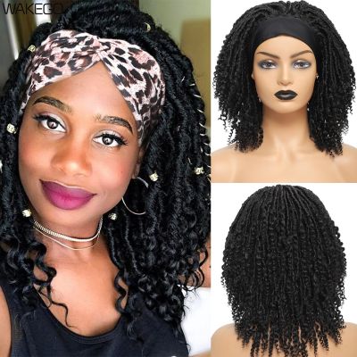 สั้น Dreadlock Curly Headband วิกผมสำหรับผู้หญิงสังเคราะห์นุ่มเทพธิดา Faux Locs แถบคาดศีรษะวิกผม Ombre สังเคราะห์ถักเปียวิกผม