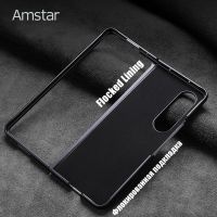 Amstar Genuine Leather Foldable Flip-Top Case For Samsung Galaxy Z Fold 4 3 W22 With PC Frame Full Protection Real Leather Cover