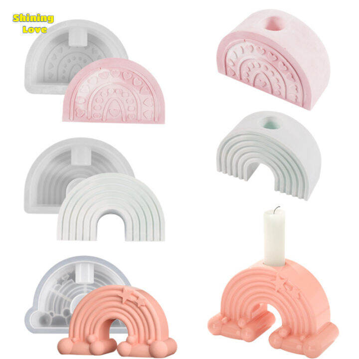 Rainbow Arch Shaped Silicone Candle Holder Molds Reusable NonStick U
