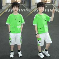 Boys summer wear childrens sports two-piece suit web celebrity brim cuhk children with stylish short sleeve handsome boys tide