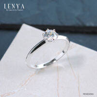 Lenya Jewelry  แหวนเงินแท้ 925 ชุปทองคำขาว ประดับด้วย Diamondlike เสริมบุคลิกเพิ่มความมั่นใจ