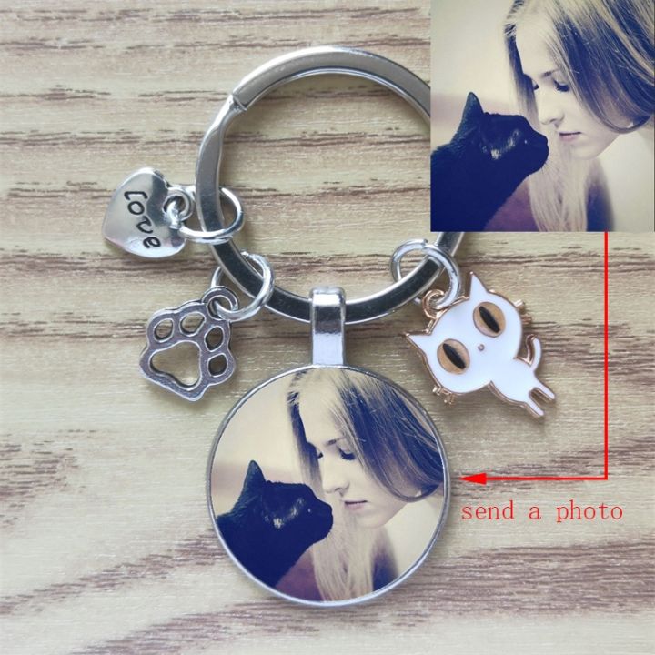 classic-keychain-time-gem-custom-cute-animal-pet-paw-print-i-love-cat-car-key-ring-men-ladies-fashion-alloy-memorial-gift