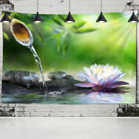 Wall tapestry, Zen garden, massage stone and water lily beach towel Throw Blanket picnic yoga mat family outfit