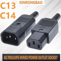 high-quality IEC Straight Cable Plug Connector C13 C14 10A 250V Black female&amp;male Plug Rewirable Power Connector 3 pin AC SocketWires Leads Adapters