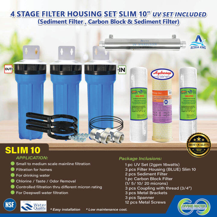 4Stages Water Filtration System [with UV Set] (Slim 10") 3/4" NPT
