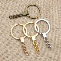 【DT】10pcs/lot Key Ring ( Ring Size: 30mm ) Key Chain Rhodium Bronze Gold Plated 50mm Long Round Split Keychain Keyrings Wholesale hot