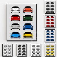 911 Carrera Generations แรงบันดาลใจโปสเตอร์,Wall Art พิมพ์,History Evolution 901 G Series 964 993 996 997 991 992,ผ้าใบตกแต่งบ้าน,เหมาะสำหรับคนรักรถและนักสะสมศิลปะ