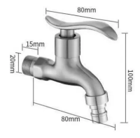 ก๊อกน้ำสแตนเลสแท้ พร้อมหัวเสียบสายยาง (Stainless Steel Sink Valve) (0438)