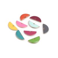 【YF】ﺴ  10Pcs Half Round Enamel Pendants Enamelled Sided Charms Unplated 18x8mm Earring Jewelry Makings