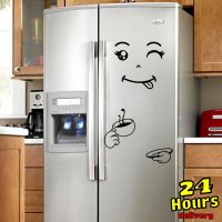 Cute Fridge Stickers Cartoon Vinyl Wall Stickers Kitchen Funny Smiley Sunglasses Refrigerator Art Decals For Home Decoration Refrigerator Parts Access