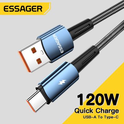 Essager สาย USB C 120W 6A,สายชาร์จเร็วข้อมูลประเภท C สำหรับ Xiaomi 12Pro Redmi K50 Note 11Pro Black Shark 5Pro