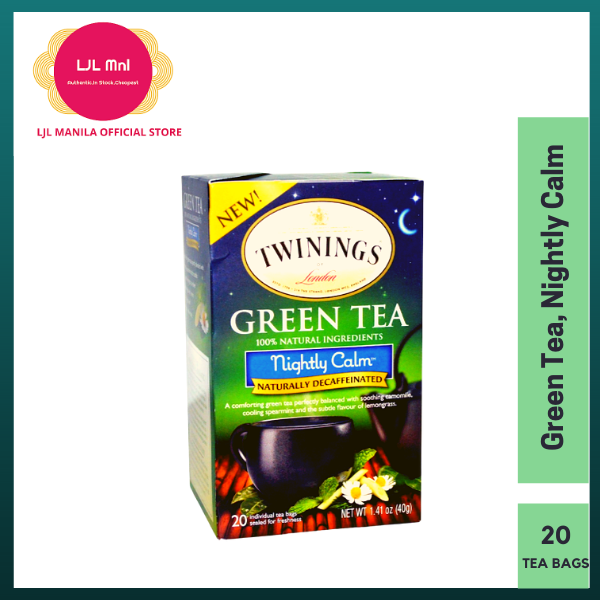 Twinings, Green Tea, Nightly Calm, Naturally Decaffeinated, 20 Tea Bags