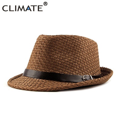 CLIMATE Summer Straw Hat Men Cool Straw Fedora Paper Straw Hats for Man Solid Paper Cool Fedoras Cap Summer Fedora Men Hat Cap