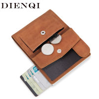 DIENQI Rfid Genuine Leather Men Wallets Card Holder Slim Thin Smart Magic Wallet Small Short Coin Purse Male 2022 Brown Vallet
