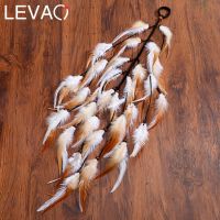 Levao Retro Festival Feather Hair Rope for Women Headdress Feather Headband Scrunchies Rubber Band Elastic Hair Bands