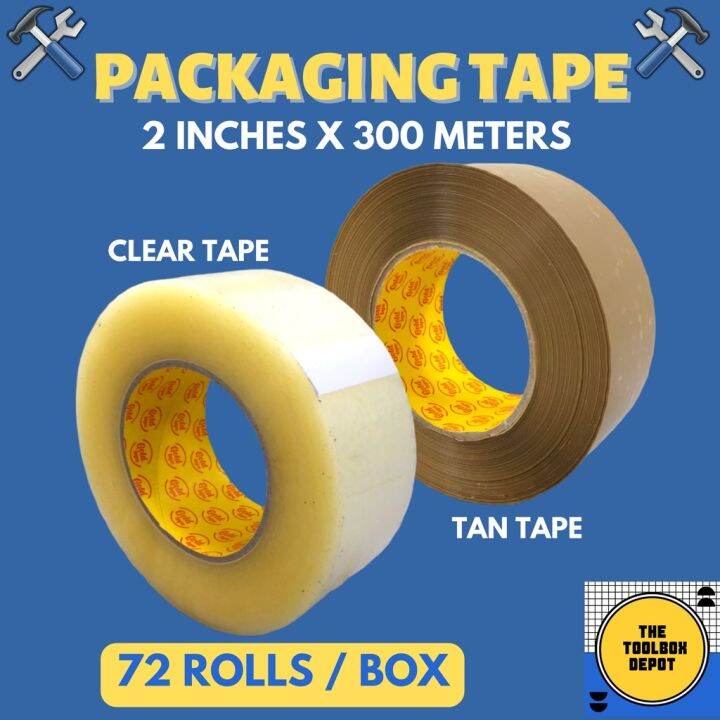 [72rolls/Box] Packaging Tape 300 Meters x 2 inches Clear or Tan Gold
