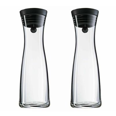 2X Water Carafe 1.8L High Borosilicate Glass Bottle Basic Tilting Lid Closure Jug