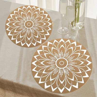 【CC】✟  Round Dining Table Imitation Jute Placemats Resistant Placemat for Parties Farmhouse Y5GB