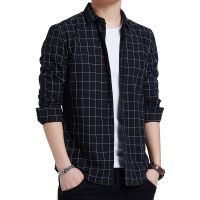 CODAndrew Hearst Korean Style Handsome Long Sleeve Plaid Shirt Slim Fit Checkered Blouse Shirt