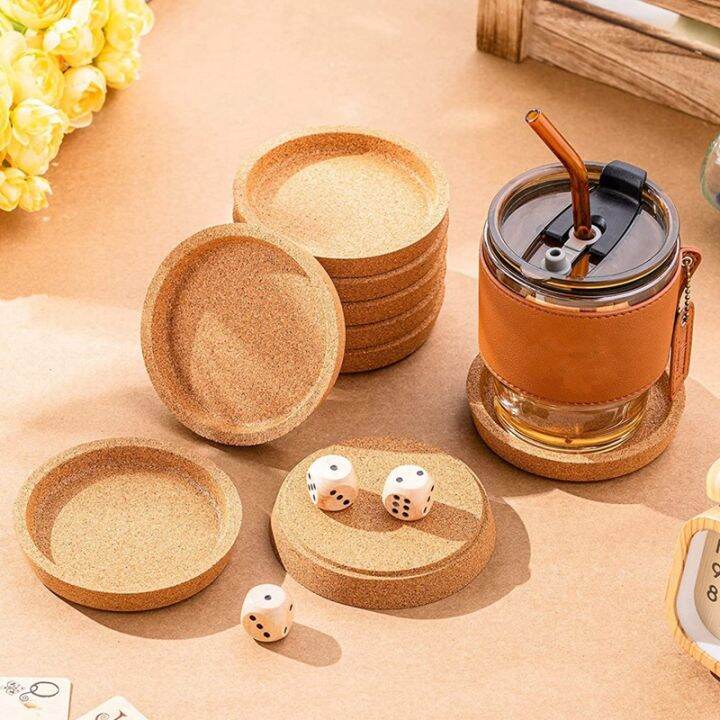 18-cork-coasters-bulk-4-inch-round-lip-cup-holder-leak-proof-cork-coasters-for-drinks-reusable-absorbent-cup-coaster