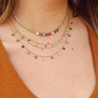 【cw】 Dreaming Flowers Chocker Gold Color CZ Star Pave Colorful Necklace Girlfriend Wedding Gfts