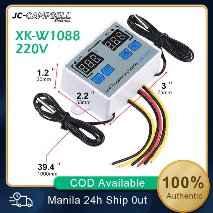 XKW1088 Dual Digital Thermostat Temperature Two Relay Output Thermoregulator for incubator
