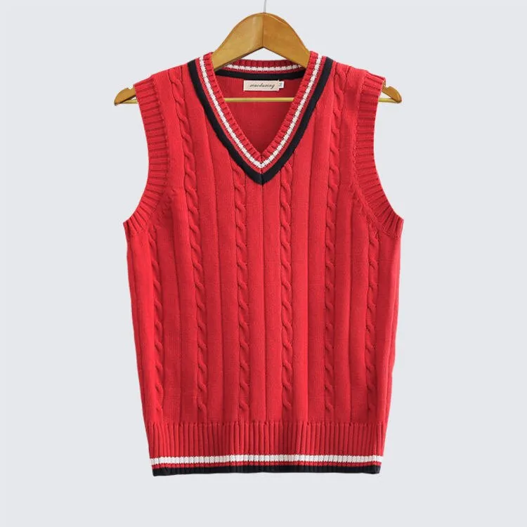 2023 Sp Autumn Men Uniform Vest Fashion V Neck Pullover Boys