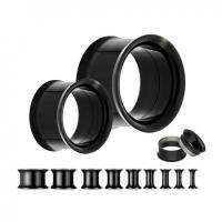 Stainless Steel Double Flared  Black Color Tunnel Piercing Jewelry  (OR)  สติวตาไก่ใส่หูปากแตรสคลูสีดำ