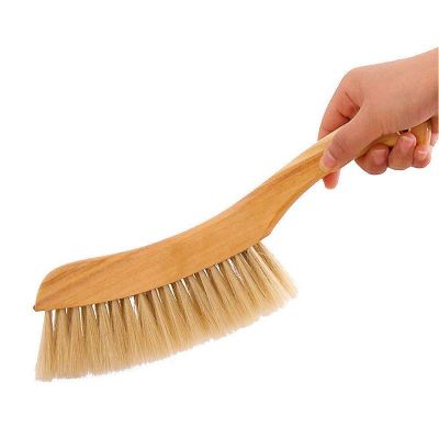 Counter Duster, Soft Bristles Debris Dust Hair Cleaning Brush with Wood Handle for Bed Sheets Clothes Sofa Carpet