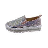 HOT★หรูหราผู้หญิง Rhinestone Bling เย็บ Loafers Slip On ตื้นรองเท้าแฟชั่นผู้หญิงรองเท้ารองเท้าแตะ Femme